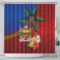Personalised Fiji and Rotuma Together Shower Curtain Fjian Masi and Pacific Pattern Mix Culture