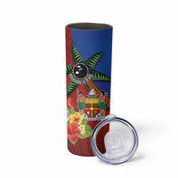 Personalised Fiji and Rotuma Together Skinny Tumbler Fjian Masi and Pacific Pattern Mix Culture