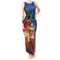 Personalised Fiji and Rotuma Together Tank Maxi Dress Fjian Masi and Pacific Pattern Mix Culture