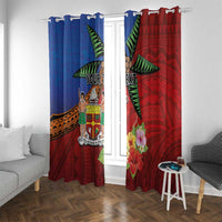 Personalised Fiji and Rotuma Together Window Curtain Fjian Masi and Pacific Pattern Mix Culture