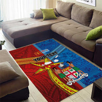 Personalised Fiji and Rotuma Together Area Rug Tapa and Pacific Art Pattern with Cultural Emblems Half Style