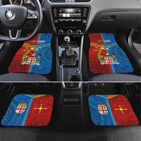 Personalised Fiji and Rotuma Together Car Mats Tapa and Pacific Art Pattern with Cultural Emblems Half Style