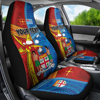Personalised Fiji and Rotuma Together Car Seat Cover Tapa and Pacific Art Pattern with Cultural Emblems Half Style