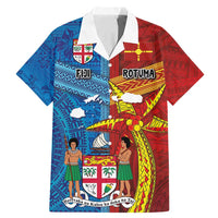 Personalised Fiji and Rotuma Together Family Matching Mermaid Dress and Hawaiian Shirt Tapa and Pacific Art Pattern with Cultural Emblems Half Style