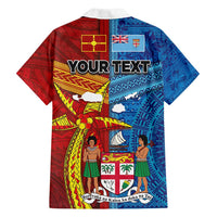 Personalised Fiji and Rotuma Together Family Matching Off Shoulder Maxi Dress and Hawaiian Shirt Tapa and Pacific Art Pattern with Cultural Emblems Half Style