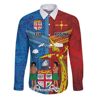 Personalised Fiji and Rotuma Together Family Matching Off Shoulder Maxi Dress and Hawaiian Shirt Tapa and Pacific Art Pattern with Cultural Emblems Half Style