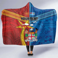 Personalised Fiji and Rotuma Together Hooded Blanket Tapa and Pacific Art Pattern with Cultural Emblems Half Style