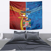 Personalised Fiji and Rotuma Together Tapestry Tapa and Pacific Art Pattern with Cultural Emblems Half Style
