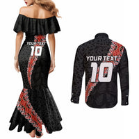 Custom New Zealand Rugby Couples Matching Mermaid Dress and Long Sleeve Button Shirt Maori and Silver Fern Half Style LT03 - Polynesian Pride