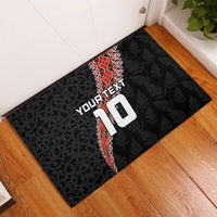 Custom New Zealand Rugby Rubber Doormat Maori and Silver Fern Half Style LT03 Black - Polynesian Pride