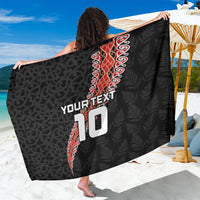 Custom New Zealand Rugby Sarong Maori and Silver Fern Half Style LT03 One Size 44 x 66 inches Black - Polynesian Pride