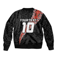 Custom New Zealand Rugby Sleeve Zip Bomber Jacket Maori and Silver Fern Half Style LT03 - Polynesian Pride