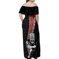 New Zealand Maori Warrior Rugby Family Matching Off Shoulder Maxi Dress and Hawaiian Shirt Maori and Silver Fern Half Style