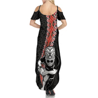 New Zealand Maori Warrior Rugby Family Matching Summer Maxi Dress and Hawaiian Shirt Maori and Silver Fern Half Style