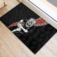 New Zealand Maori Warrior Rugby Rubber Doormat Maori and Silver Fern Half Style
