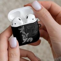 Hawaiian Monk Seal and Whale AirPods Case Kakau Tribal Pattern Grayscale LT03 - Polynesian Pride