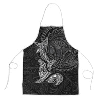 Hawaiian Monk Seal and Whale Apron Kakau Tribal Pattern Grayscale LT03 Black - Polynesian Pride