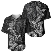 Hawaiian Monk Seal and Whale Baseball Jersey Kakau Tribal Pattern Grayscale LT03 - Polynesian Pride