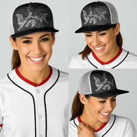 Hawaiian Monk Seal and Whale Baseball Net Cap Kakau Tribal Pattern Grayscale LT03 - Polynesian Pride
