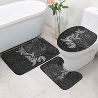 Hawaiian Monk Seal and Whale Bathroom Set Kakau Tribal Pattern Grayscale LT03 - Polynesian Pride