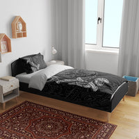 Hawaiian Monk Seal and Whale Bedding Set Kakau Tribal Pattern Grayscale LT03 - Polynesian Pride