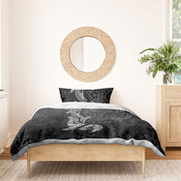 Hawaiian Monk Seal and Whale Bedding Set Kakau Tribal Pattern Grayscale LT03 - Polynesian Pride
