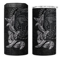 Hawaiian Monk Seal and Whale 4 in 1 Can Cooler Tumbler Kakau Tribal Pattern Grayscale LT03 One Size: 16 oz Black - Polynesian Pride