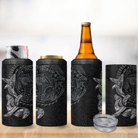 Hawaiian Monk Seal and Whale 4 in 1 Can Cooler Tumbler Kakau Tribal Pattern Grayscale LT03 - Polynesian Pride