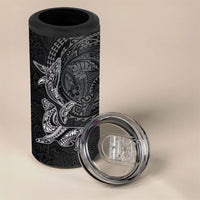 Hawaiian Monk Seal and Whale 4 in 1 Can Cooler Tumbler Kakau Tribal Pattern Grayscale LT03 - Polynesian Pride