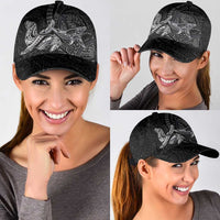 Hawaiian Monk Seal and Whale Classic Cap Kakau Tribal Pattern Grayscale LT03 - Polynesian Pride