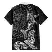 Hawaiian Monk Seal and Whale Family Matching Mermaid Dress and Hawaiian Shirt Kakau Tribal Pattern Grayscale