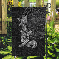 Hawaiian Monk Seal and Whale Garden Flag Kakau Tribal Pattern Grayscale LT03 Garden Flag Black - Polynesian Pride
