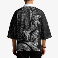 Hawaiian Monk Seal and Whale Kimono Kakau Tribal Pattern Grayscale LT03 - Polynesian Pride