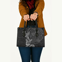 Hawaiian Monk Seal and Whale Leather Bag Kakau Tribal Pattern Grayscale LT03 - Polynesian Pride