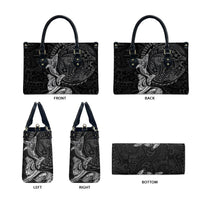Hawaiian Monk Seal and Whale Leather Bag Kakau Tribal Pattern Grayscale LT03 - Polynesian Pride