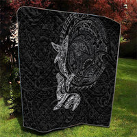 Hawaiian Monk Seal and Whale Quilt Kakau Tribal Pattern Grayscale LT03 - Polynesian Pride