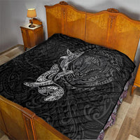 Hawaiian Monk Seal and Whale Quilt Kakau Tribal Pattern Grayscale LT03 - Polynesian Pride