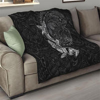 Hawaiian Monk Seal and Whale Quilt Kakau Tribal Pattern Grayscale LT03 - Polynesian Pride