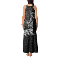 Hawaiian Monk Seal and Whale Tank Maxi Dress Kakau Tribal Pattern Grayscale LT03 - Polynesian Pride