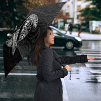 Hawaiian Monk Seal and Whale Umbrella Kakau Tribal Pattern Grayscale LT03 - Polynesian Pride