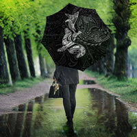 Hawaiian Monk Seal and Whale Umbrella Kakau Tribal Pattern Grayscale LT03 - Polynesian Pride
