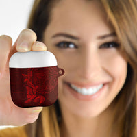 Hawaiian Monk Seal and Whale AirPods Case Kakau Tribal Pattern Red Color LT03 - Polynesian Pride