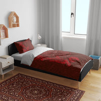 Hawaiian Monk Seal and Whale Bedding Set Kakau Tribal Pattern Red Color LT03 - Polynesian Pride