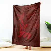 Hawaiian Monk Seal and Whale Blanket Kakau Tribal Pattern Red Color LT03 - Polynesian Pride