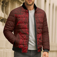 Hawaiian Monk Seal and Whale Bomber Puffer Jacket Kakau Tribal Pattern Red Color LT03 - Polynesian Pride