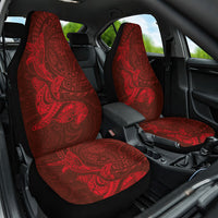 Hawaiian Monk Seal and Whale Car Seat Cover Kakau Tribal Pattern Red Color LT03 One Size Red - Polynesian Pride