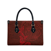 Hawaiian Monk Seal and Whale Leather Bag Kakau Tribal Pattern Red Color LT03 - Polynesian Pride