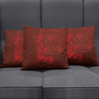 Hawaiian Monk Seal and Whale Pillow Cover Kakau Tribal Pattern Red Color LT03 - Polynesian Pride