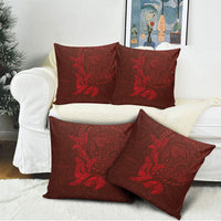 Hawaiian Monk Seal and Whale Pillow Cover Kakau Tribal Pattern Red Color LT03 - Polynesian Pride