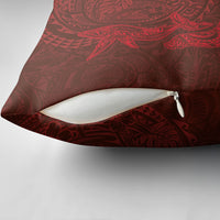 Hawaiian Monk Seal and Whale Pillow Cover Kakau Tribal Pattern Red Color LT03 - Polynesian Pride